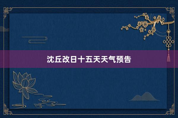 沈丘改日十五天天气预告
