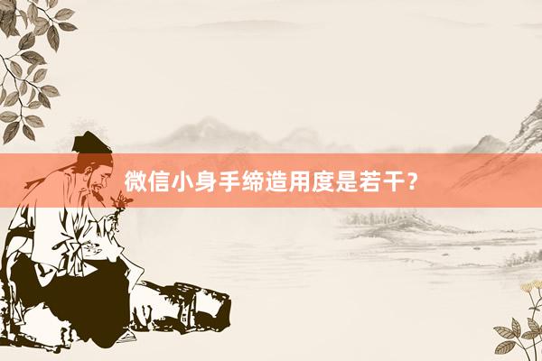 微信小身手缔造用度是若干？